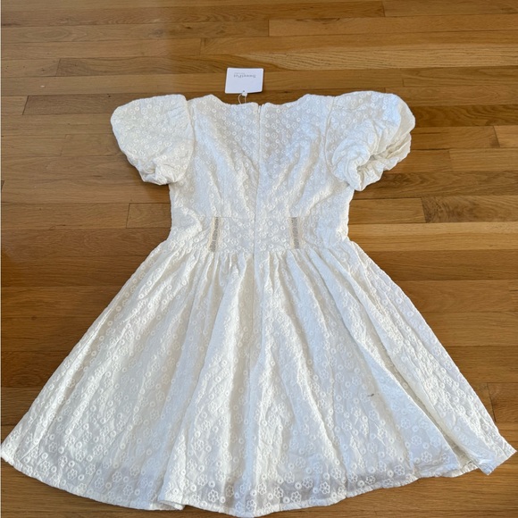 NWT SweetPot The Label White Eyelet Lace Mini Dress Puff Sleeve Bridal Size 2 - Picture 11 of 14